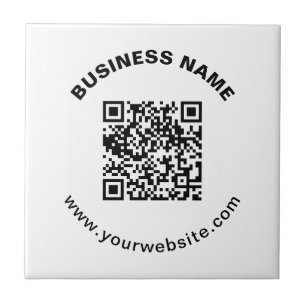QR Code with Business Name Bold Circular Text Tile