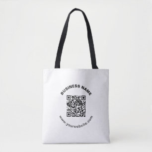 QR Code with Business Name Bold Circular Text Tote Bag