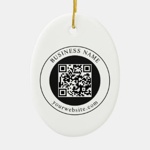 QR Code with Business Name Editable Ceramic Tree Decoration