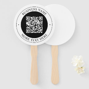 QR Code with Business Name Editable Circular Text Hand Fan
