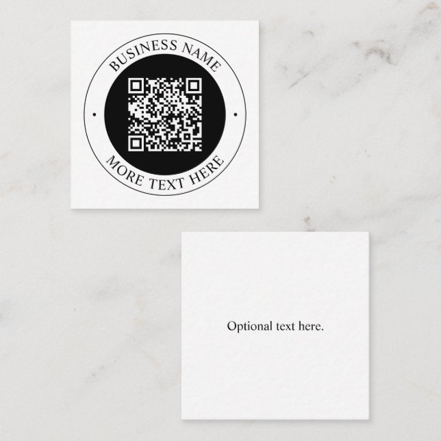QR Code with Business Name Editable Circular Text Square Business Card (Front/Back)