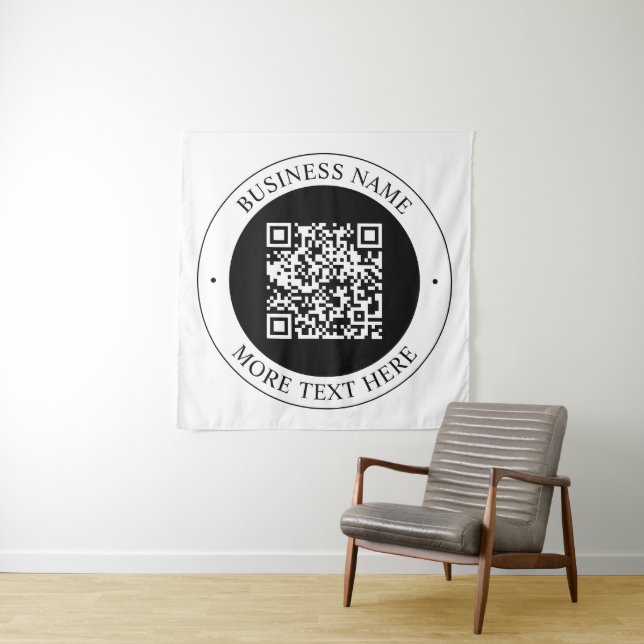 QR Code with Business Name Editable Circular Text Tapestry (In Situ)