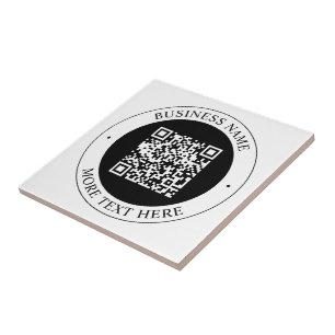 QR Code with Business Name Editable Circular Text Tile