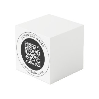 QR Code with Business Name Editable Cube