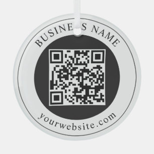 QR Code with Business Name Editable Glass Tree Decoration
