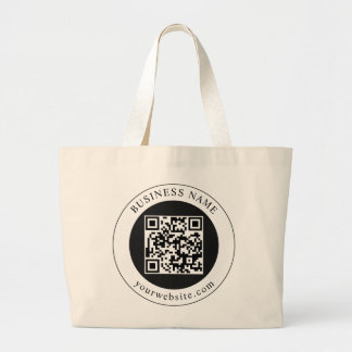 QR Code with Business Name Editable Large Tote Bag