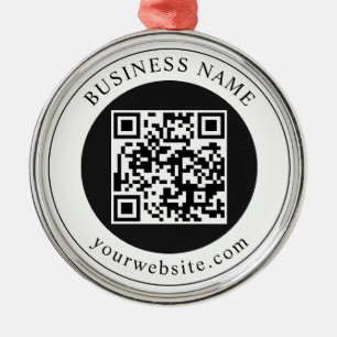 QR Code with Business Name Editable Metal Tree Decoration