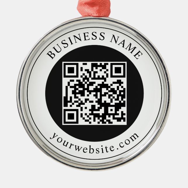 QR Code with Business Name Editable Metal Tree Decoration (Front)