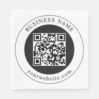 QR Code with Business Name Editable Napkin