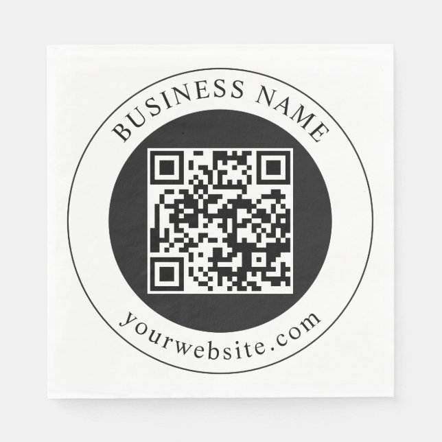 QR Code with Business Name Editable Napkin (Front)