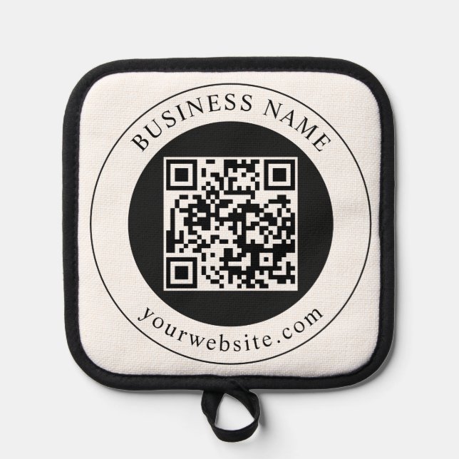 QR Code with Business Name Editable Pot Holder (Front)