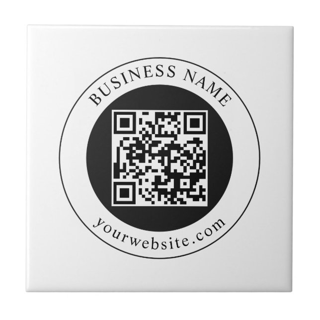 QR Code with Business Name Editable Tile (Front)