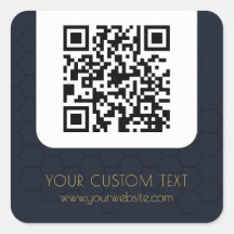 QR Code with custom text navy blue elegant 