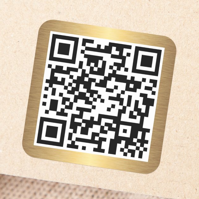 QR code with golden gradient border Square Sticker (Creator Uploaded)