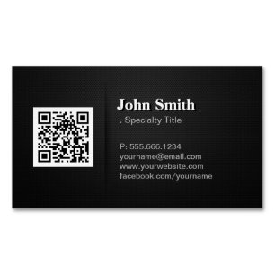 QR Code with Professional Elegant Black Mesh Magnetic Business Card