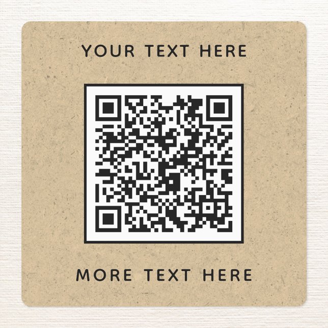 QR Code With Text Brown Paper Business (Brown paper QR code with text promotional business labels)