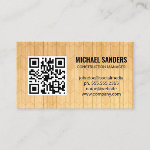 QR Code   Wood Panel Pattern Business Card