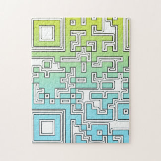 QR Code - Yellow Aqua Jigsaw Puzzle