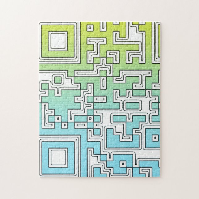 QR Code - Yellow Aqua Jigsaw Puzzle (Vertical)