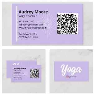 QR Code Yoga Teacher Third Eye Yoga Studio Business Card