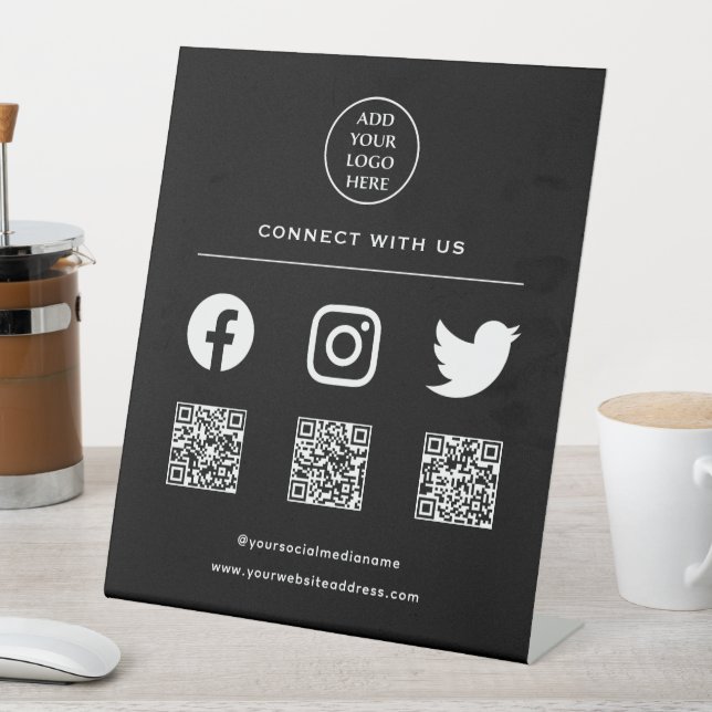 QR Code Your Logo Follow Scan Me Connect With Us Pedestal Sign (In SItu)