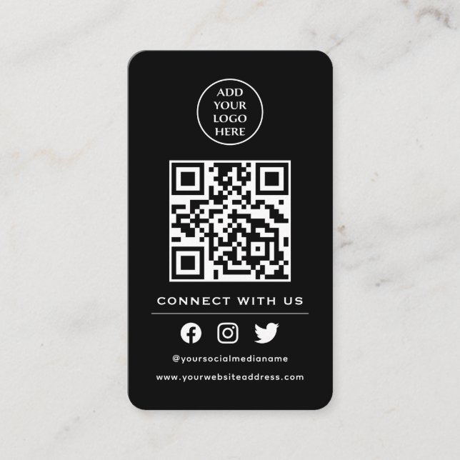 QR Code Your Logo Follow Scan To Connect With Us Business Card (Front)