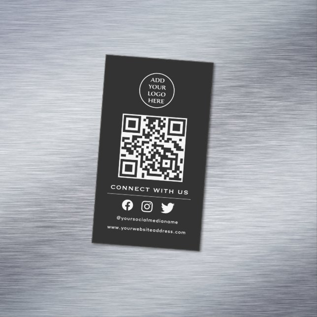 QR Code Your Logo Follow Scan To Connect With Us Magnetic Business Card (In Situ)