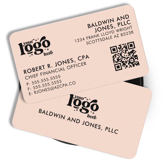 QR Code Your Logo Plain White Generic Design Business Card (Creator Uploaded)