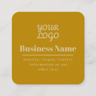 QR Code & Your Logo Retro-Modern Dark & Light Gold Square Business Card