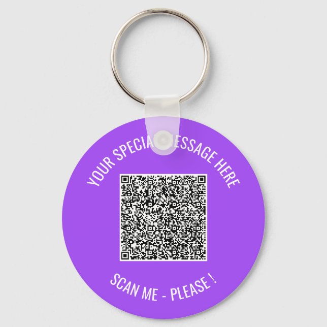 QR Code Your Message Keychain Gift - Choose Colour (Front)