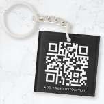 QR Code | Your Text Black Modern Minimalist Key Ring<br><div class="desc">A simple custom black QR code keychain template in a modern minimalist style which can be easily updated with your QR code and custom text,  eg. scan me to...  #QRcode #keychain #business</div>