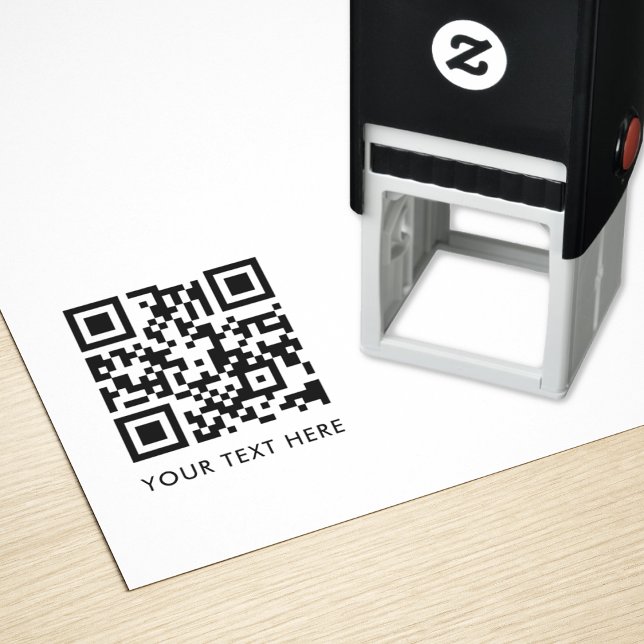 QR Code Your Text Clean Simple Modern Minimalist Self-inking Stamp (Creator Uploaded)