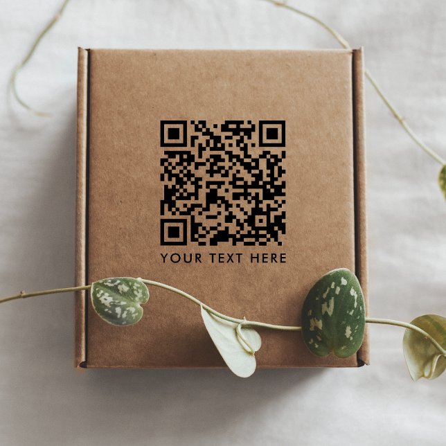 QR Code | Your Text Modern Minimalist Clean Simple Rubber Stamp (Creator Uploaded)