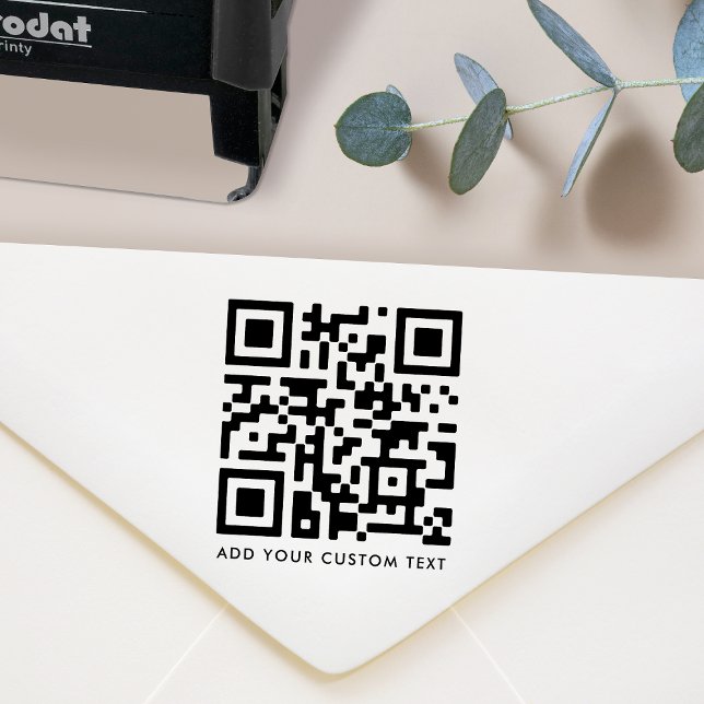 QR Code | Your Text Modern Minimalist Clean Simple Self-inking Stamp (Creator Uploaded)