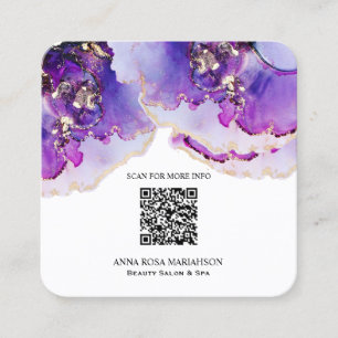 *~* QR CODE Yummy Violet Blue Gold Gilded AP29 Square Business Card