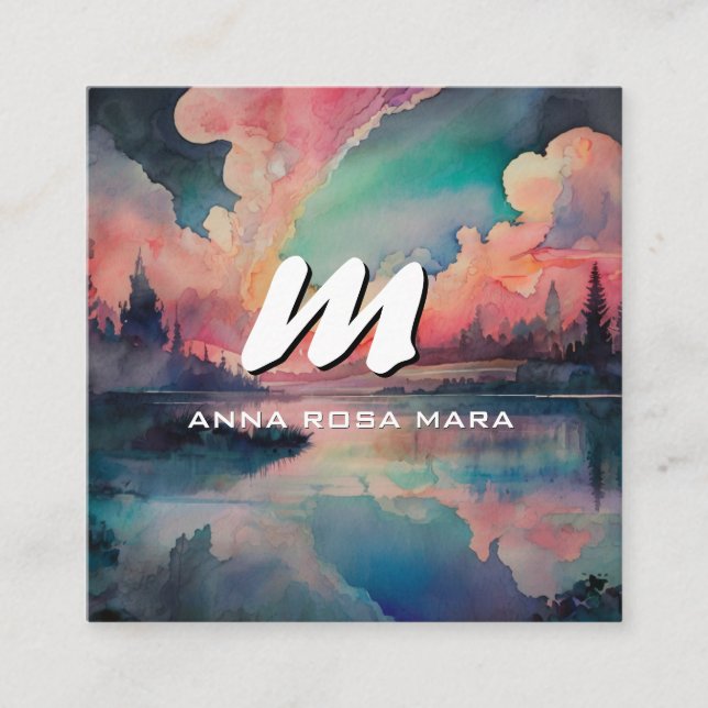 *~* QR Colourful Modern Abstract Bold AP93  Square Business Card (Front)