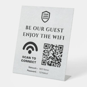 QR Connect Wifi Business Logo Pedestal Sign