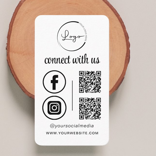 QR Connect With Us Business Logo Social Media Business Card (Creator Uploaded)