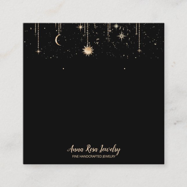 *~* QR Cosmic Celestian Moon Jewellery Earring   Square Business Card (Front)