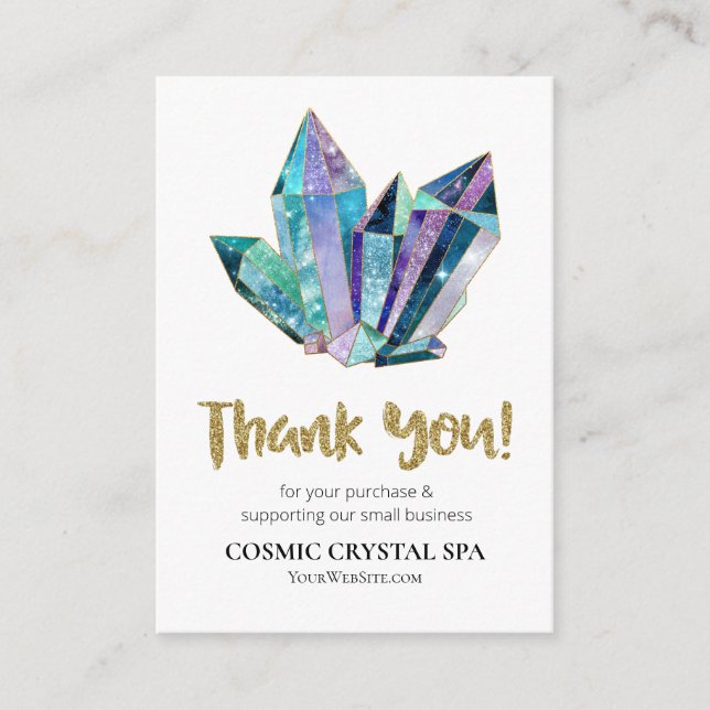 *~* QR COSMIC CRYSTALS Logo THANK YOU AP8 Review Enclosure Card (Front)