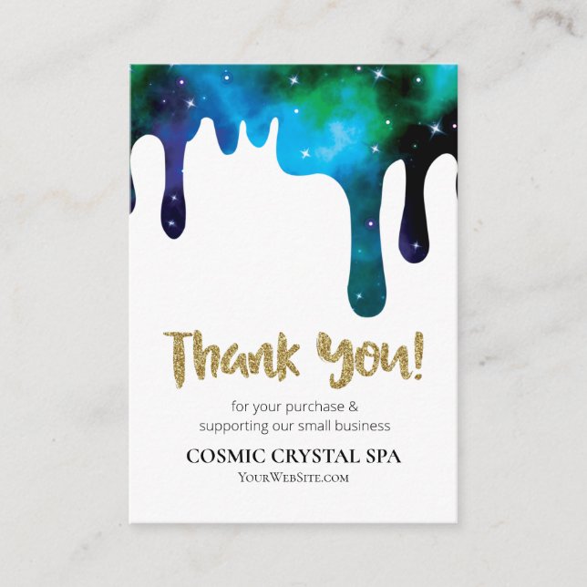 *~* QR COSMIC DRIP THANK YOU LOGO AP8 Review Enclosure Card (Front)