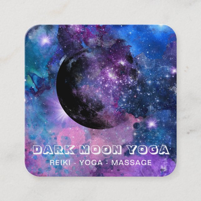 *~* QR Cosmic Luna Stars dark MOON Lunar Celestial Square Business Card (Front)