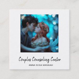 *~* QR Couple AP55 Angels Marital Counseling Square Business Card