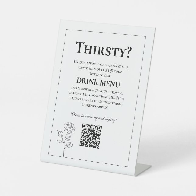 QR DRINKS Wedding Menu Timeless Bloom   Pedestal Sign (Front)
