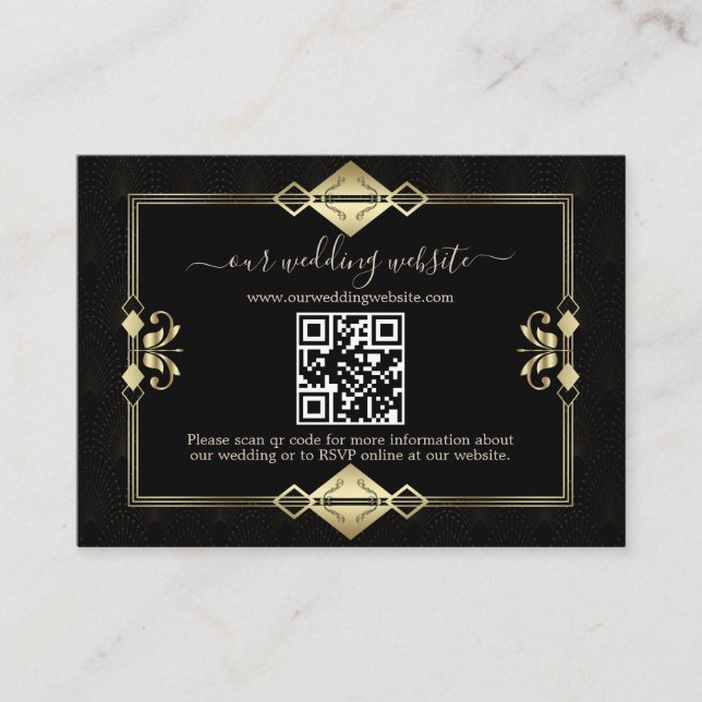 QR Elegant Art Deco 20s Casino Vegas  Enclosure Card (Front)