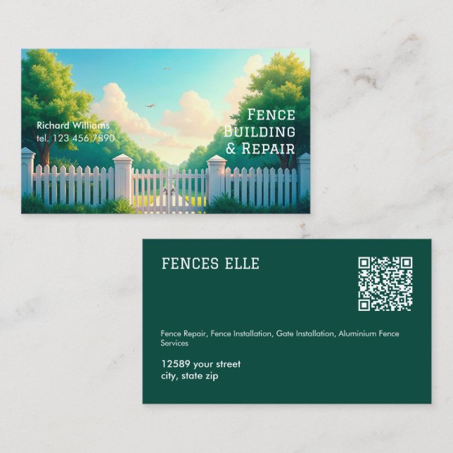 QR Fence Installation Repair Business Card (Front/Back)