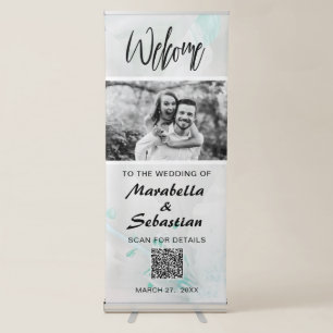 *~* QR Floral Azalea Wedding Welcome Minimal Retractable Banner
