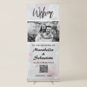 *~* QR Floral Azalea Wedding Welcome Modern Retractable Banner