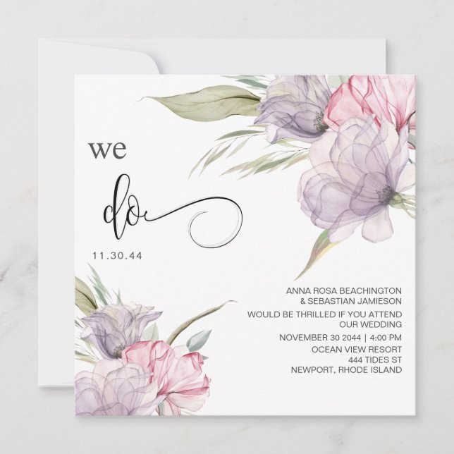 *~* QR Floral Bouquets AR15 RSVP PINK WEDDING Invitation (Front)