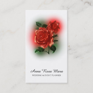 *~* QR Floral Red ROSE Wedding Event Planner Business Card